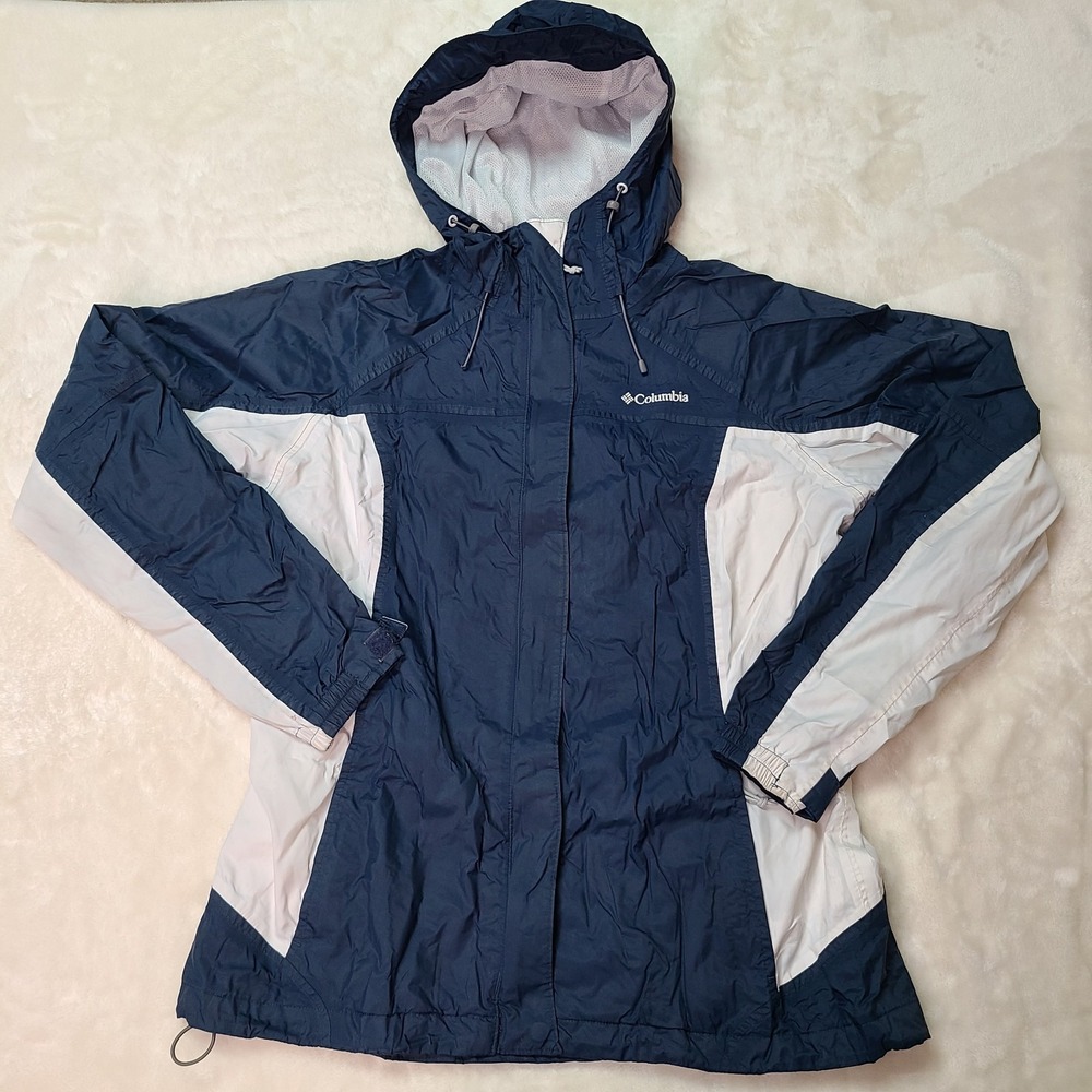 Columbia Jacket Womens L Blue Omni-Tech Waterproof Ski Ripstop Lined Lightweight